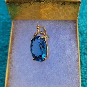 BLUE TOPAZ & YELLOW GOLD ENHANCER/PENDANT
